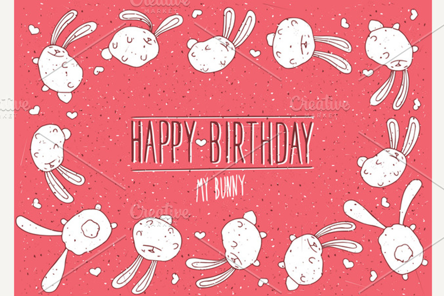 Happy Birthday my bunny greeting card in Illustrations - product preview 8