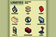 Logistics color isometric icons