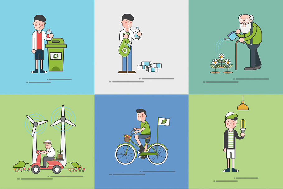 Illustration set of environmental in Illustrations - product preview 8