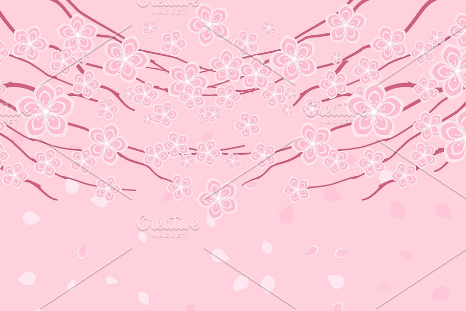 Japanese cherry blossom vector in Illustrations - product preview 8