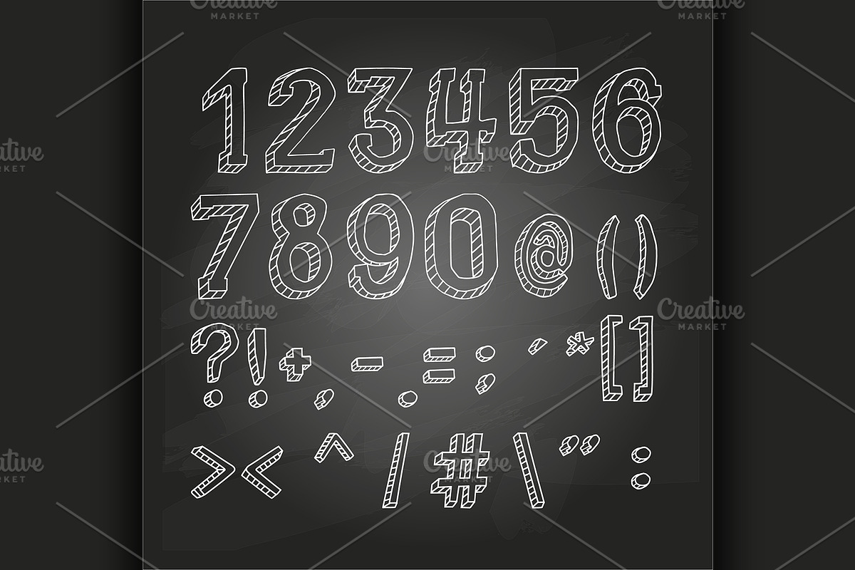 Numbers and symbols on chalkboard in Illustrations - product preview 8