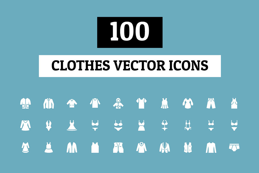 100 Clothes Vector Icons in Graphics - product preview 8