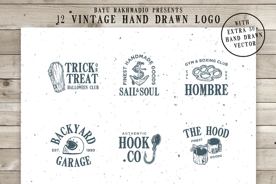 12 Vintage Logo + 50 Illustration in Logo Templates - product preview 8