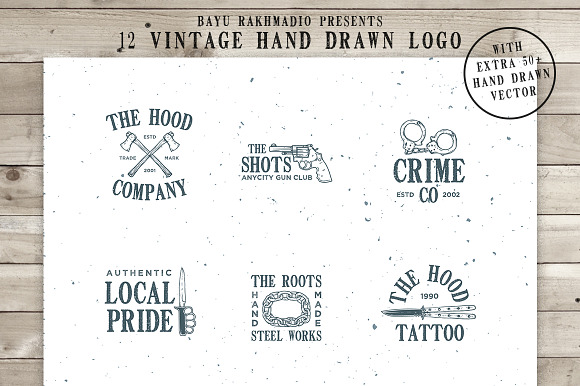 12 Vintage Logo + 50 Illustration in Logo Templates - product preview 1
