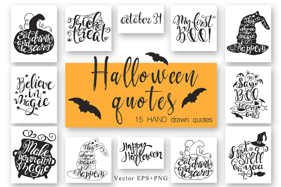 Halloween hand drawn Quotes
