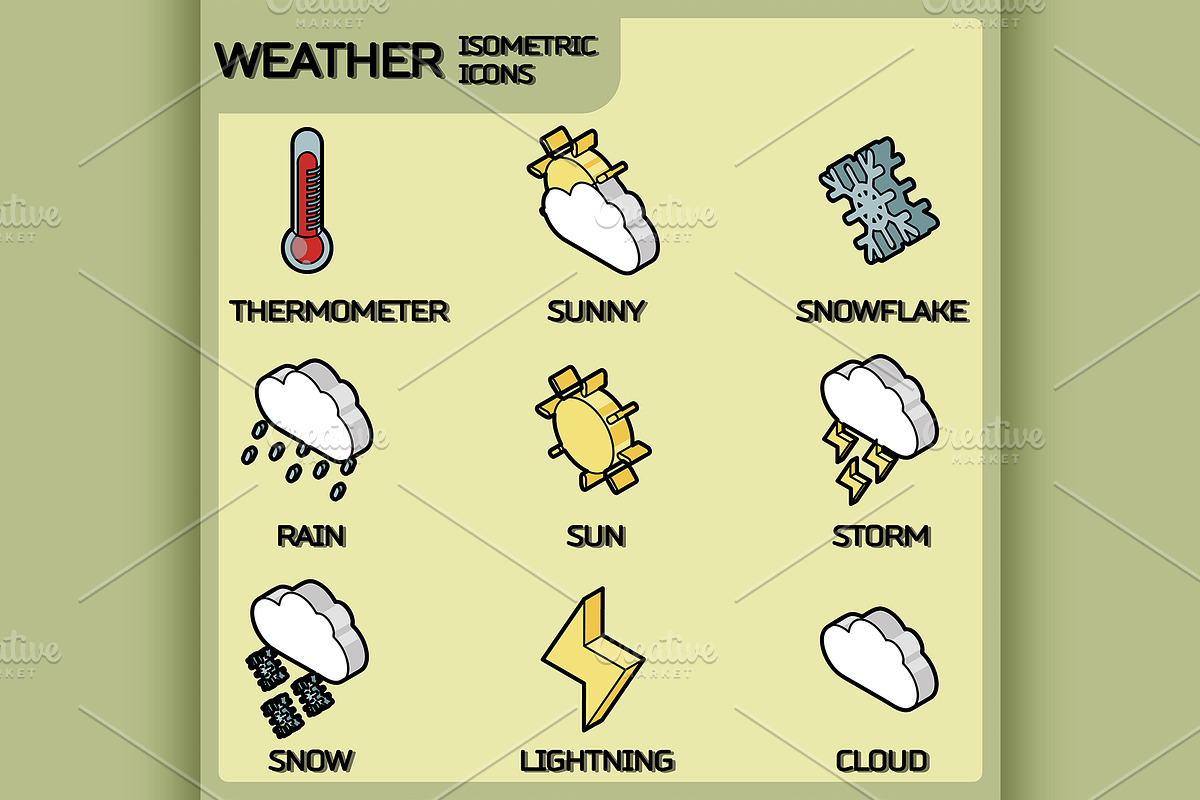 Weather color icons in Illustrations - product preview 8