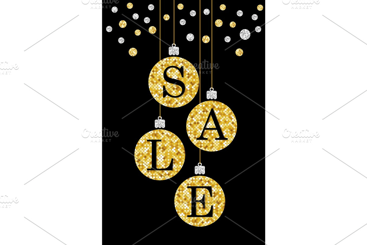 Festive luxury banner SALE with glamour golden glitter confetti in Illustrations - product preview 8