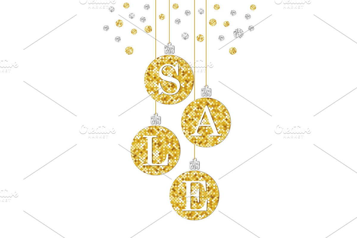 Festive luxury banner SALE with glamour golden glitter confetti in Illustrations - product preview 8