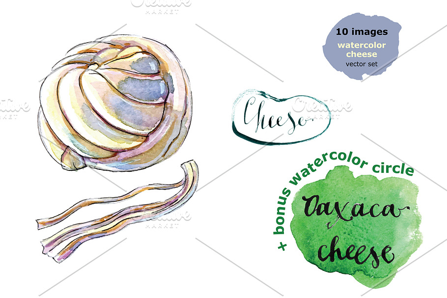 Watercolor cheese set-3 in Illustrations - product preview 8