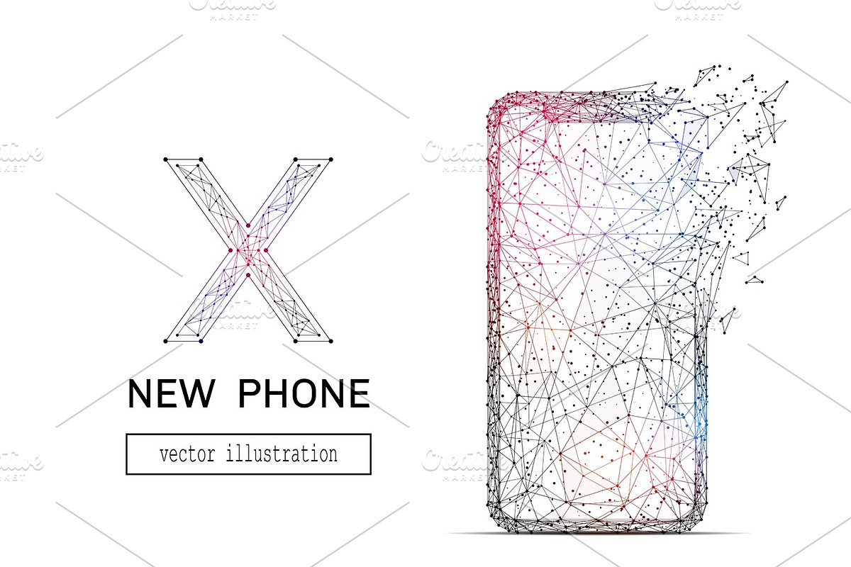 new frameless phone low poly black in Illustrations - product preview 8
