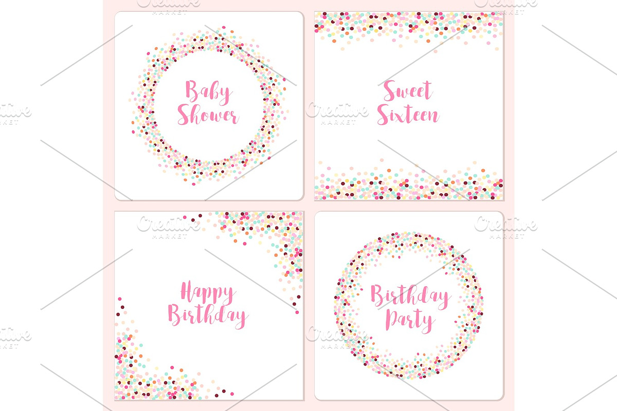 Set of four cute confetti frames for your decoration in Illustrations - product preview 8