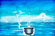 Pure water reservoir illustration background