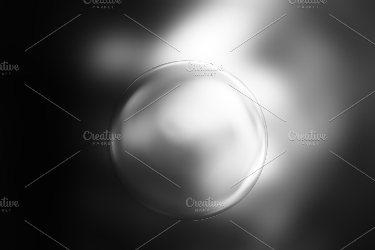 Black and white glowing planet illustration background in Illustrations - product preview 8