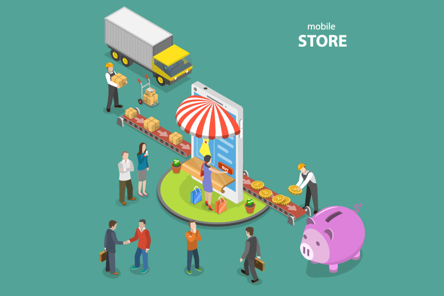 Mobile store in Illustrations - product preview 8
