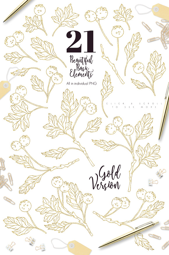 Golden Autumn Berries - Wedding set in Illustrations - product preview 2