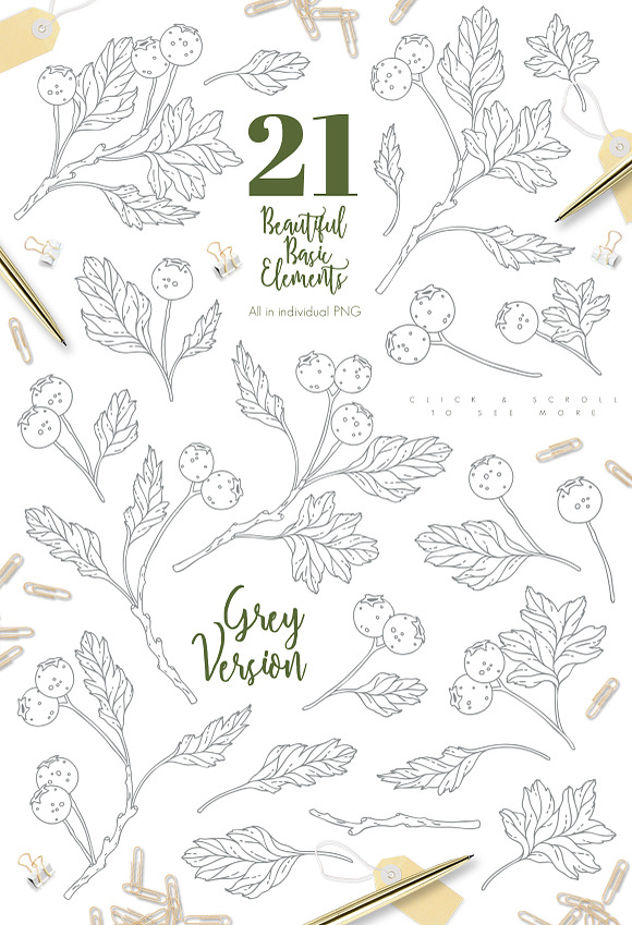 Golden Autumn Berries - Wedding set in Illustrations - product preview 4