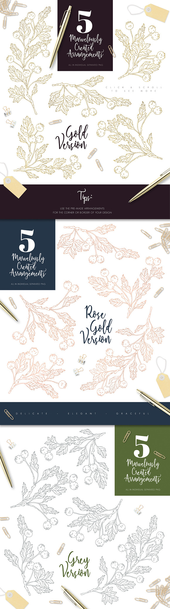 Golden Autumn Berries - Wedding set in Illustrations - product preview 6
