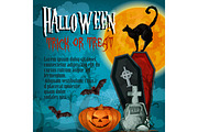 Halloween holiday night trick treat vector poster