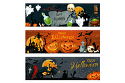 Halloween banner for spooky october holiday design