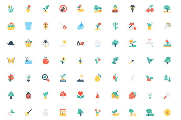 158 Flat Nature and Gardening Icons  in Graphics - product preview 1