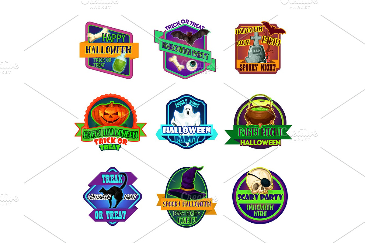 Halloween holiday party trick treat vector icons in Graphics - product preview 8