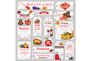Thanksgiving day sketch holiday vector tags