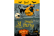 Halloween party vector poster for holiday night