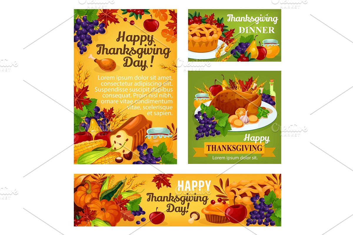 Thanksgiving day vector posters and banners in Illustrations - product preview 8