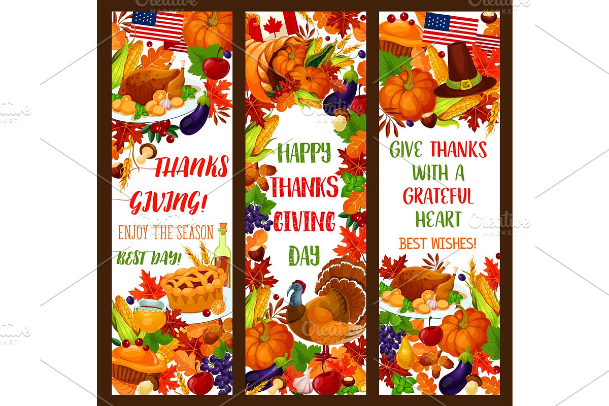 Thanksgiving banner set for autumn holiday design in Illustrations - product preview 8