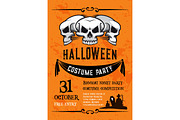 Halloween skull banner for costume party template
