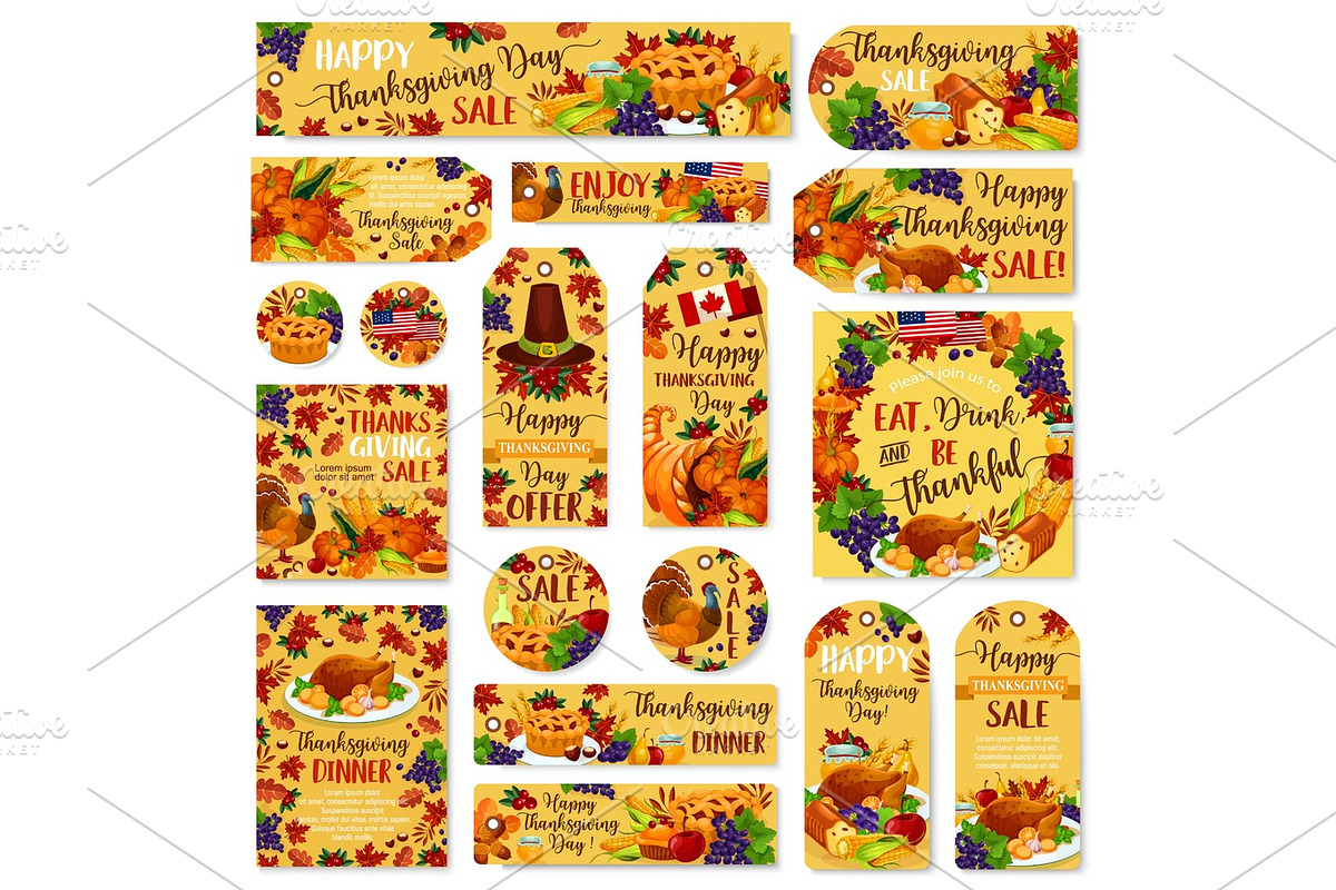 Thanksgiving day vector sale poster, banner, label in Illustrations - product preview 8