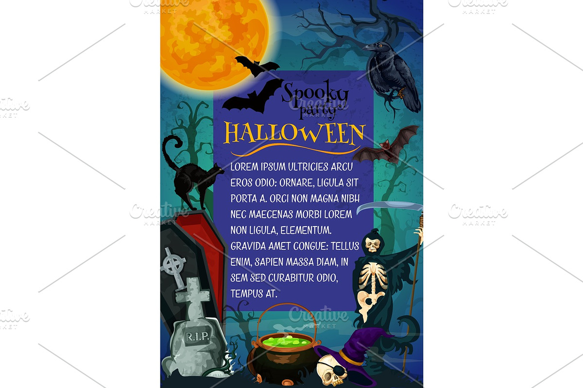 Halloween holiday horror party poster template in Illustrations - product preview 8