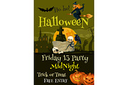 Halloween trick or treat party vector poster
