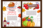 Thanksgiving day sketch holiday vector poster