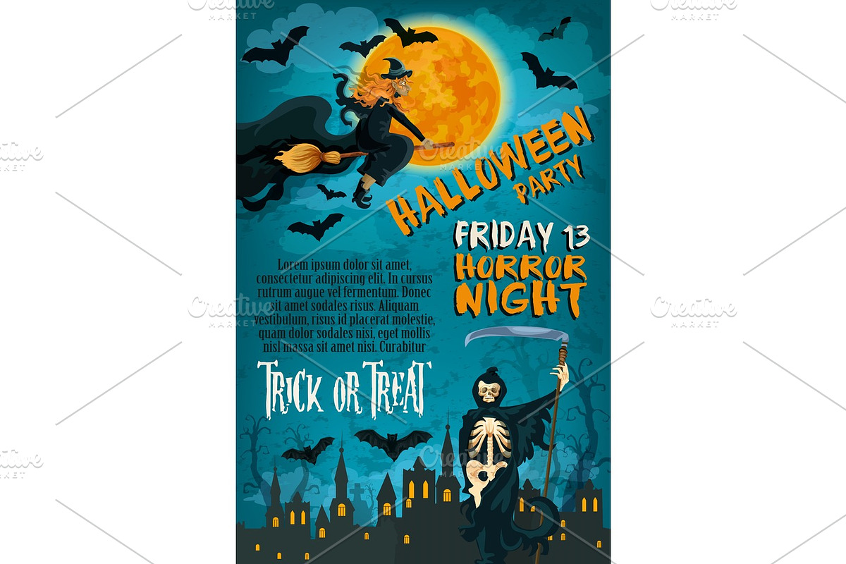 Halloween friday horror party vector poster in Illustrations - product preview 8