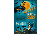 Halloween friday horror party vector poster