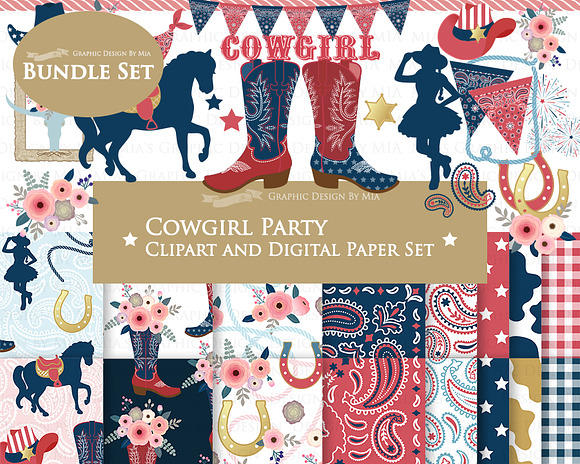 Cowgirl Red, White, Blue in Illustrations - product preview 9