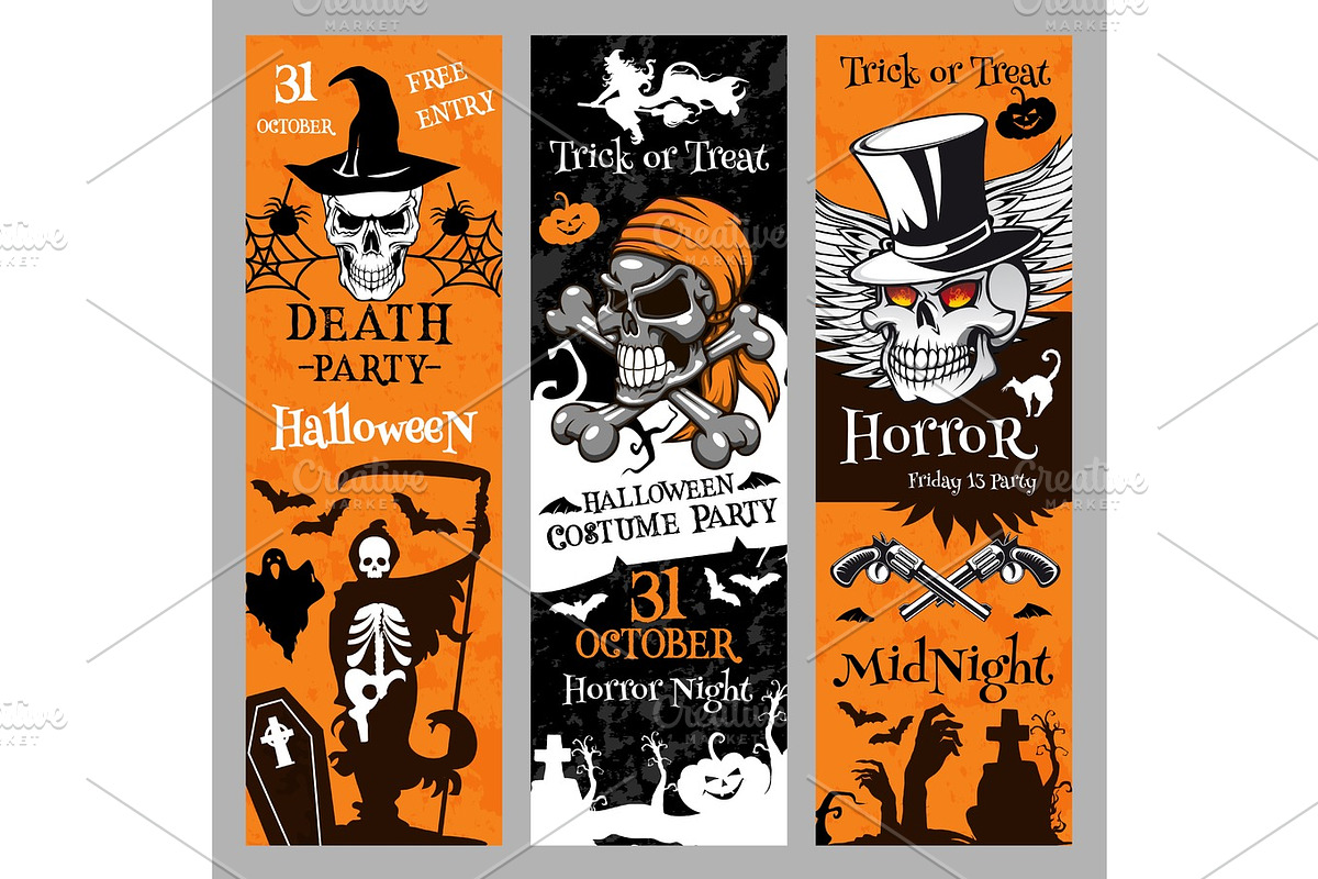 Halloween vector banners for holiday horror night in Illustrations - product preview 8