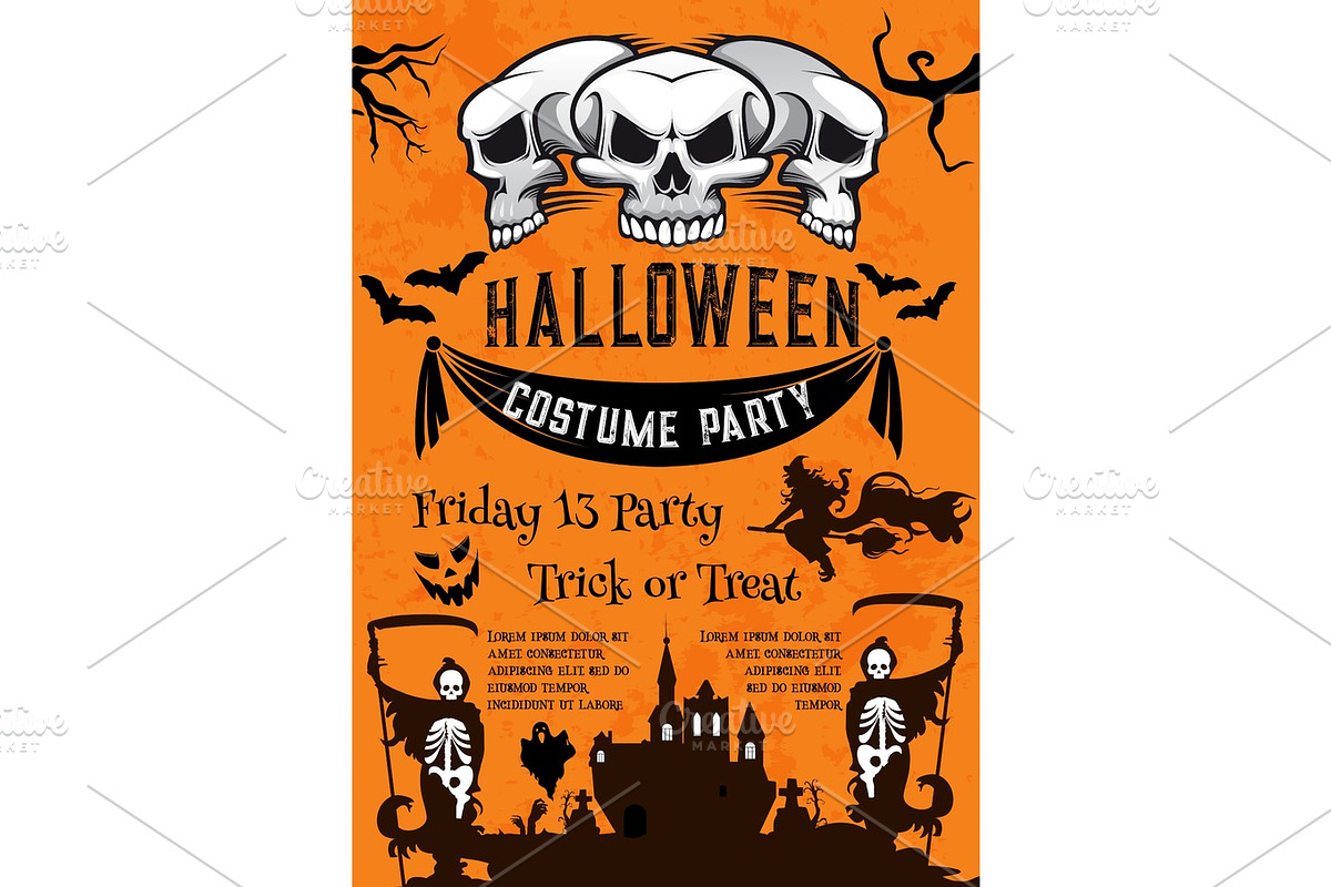Halloween holiday poster for costume horror party in Illustrations - product preview 8