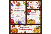 Thanksgiving day sketch vector banner or posters