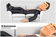 3D Businessman Sleeping on Sofa