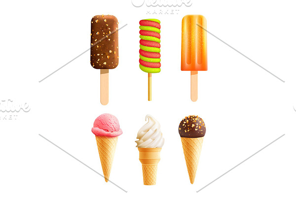Vector 3D ice cream vector icons set
