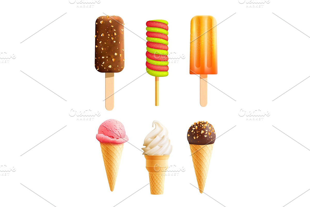 Vector 3D ice cream vector icons set in Graphics - product preview 8