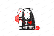 I Love Knitting Sheep Print