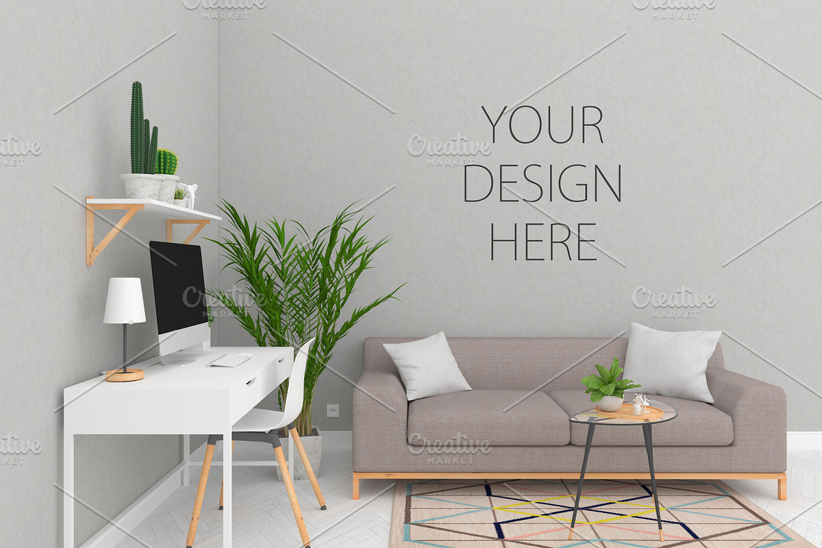 Blank wall mockup - wall art gallery in Print Mockups - product preview 8