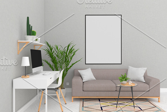Blank wall mockup - wall art gallery in Print Mockups - product preview 2