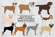 Family Dog Breeds Clipart Graphics