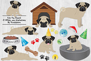 Cute Pug Birthday/Holiday Clipart