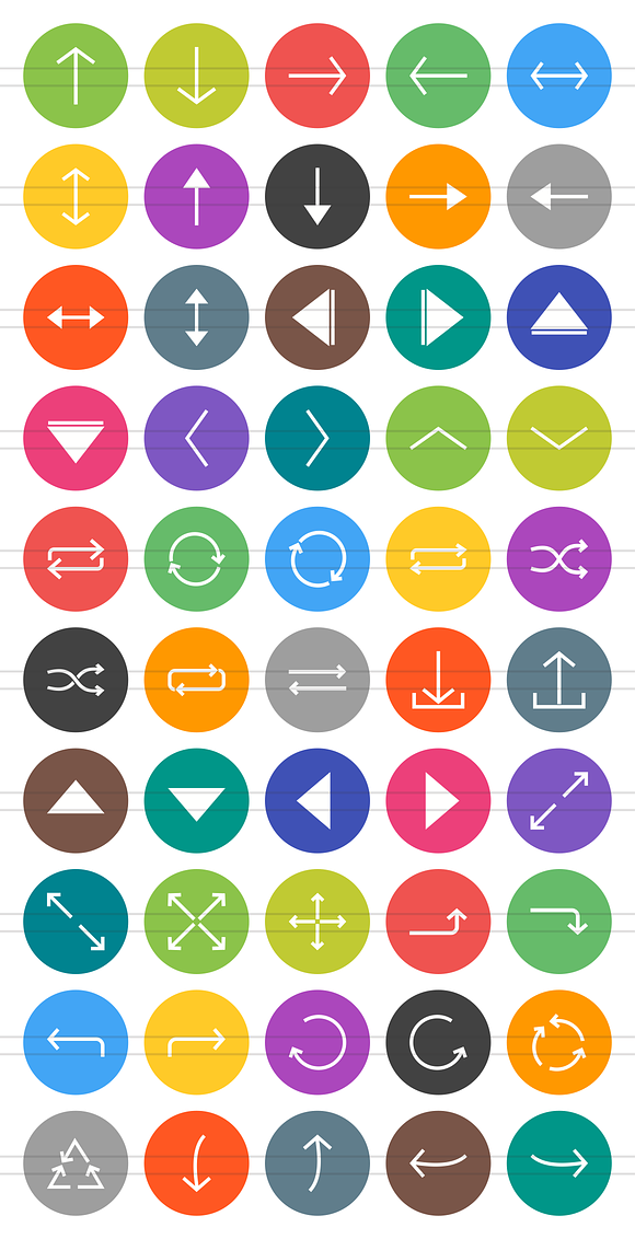 50 Arrows Flat Round Icons in Graphics - product preview 1