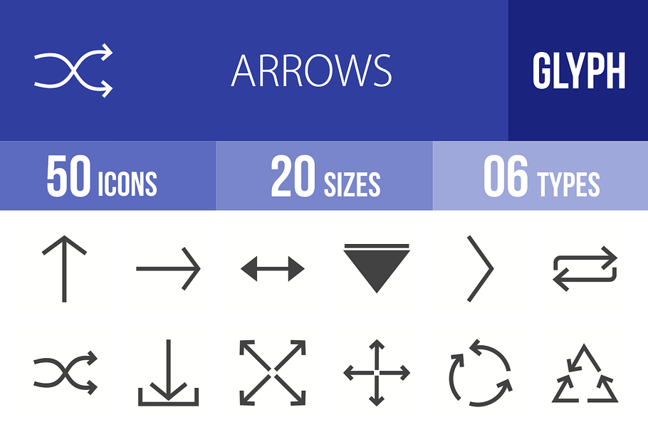 50 Arrows Glyph Icons in Graphics - product preview 8
